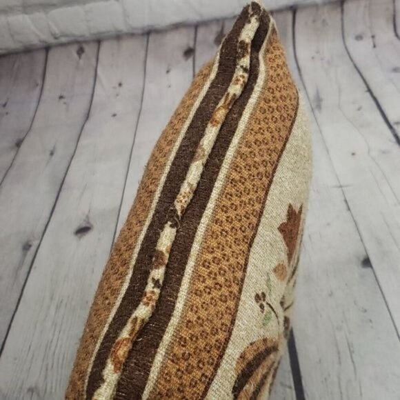 Vintage Folk Art  Grandmacore Birds Brown Tan Throw Pillow - Picture 5 of 10